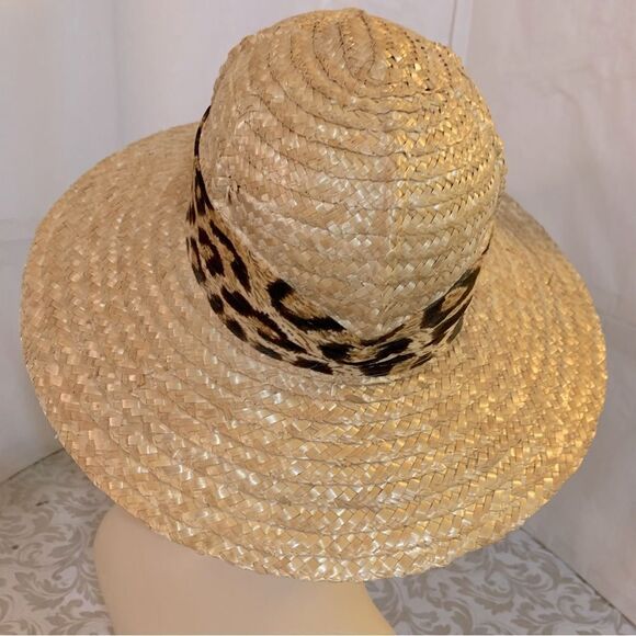 Jennifer Moore Straw Hat w/ Animal Print Hatband OSFA made in Italy Gorgeous - Picture 4 of 6